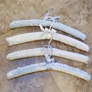 Bundle of 4 Vintage Blue Satin Covered Hangers